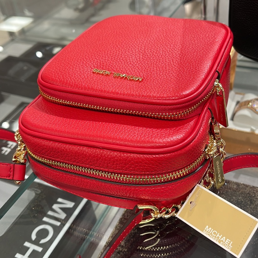 MICHAEL KORS  Jet Set Travel Medium Logo NS Chain XBody Leather Crossbody Flight - Picture 7 of 16